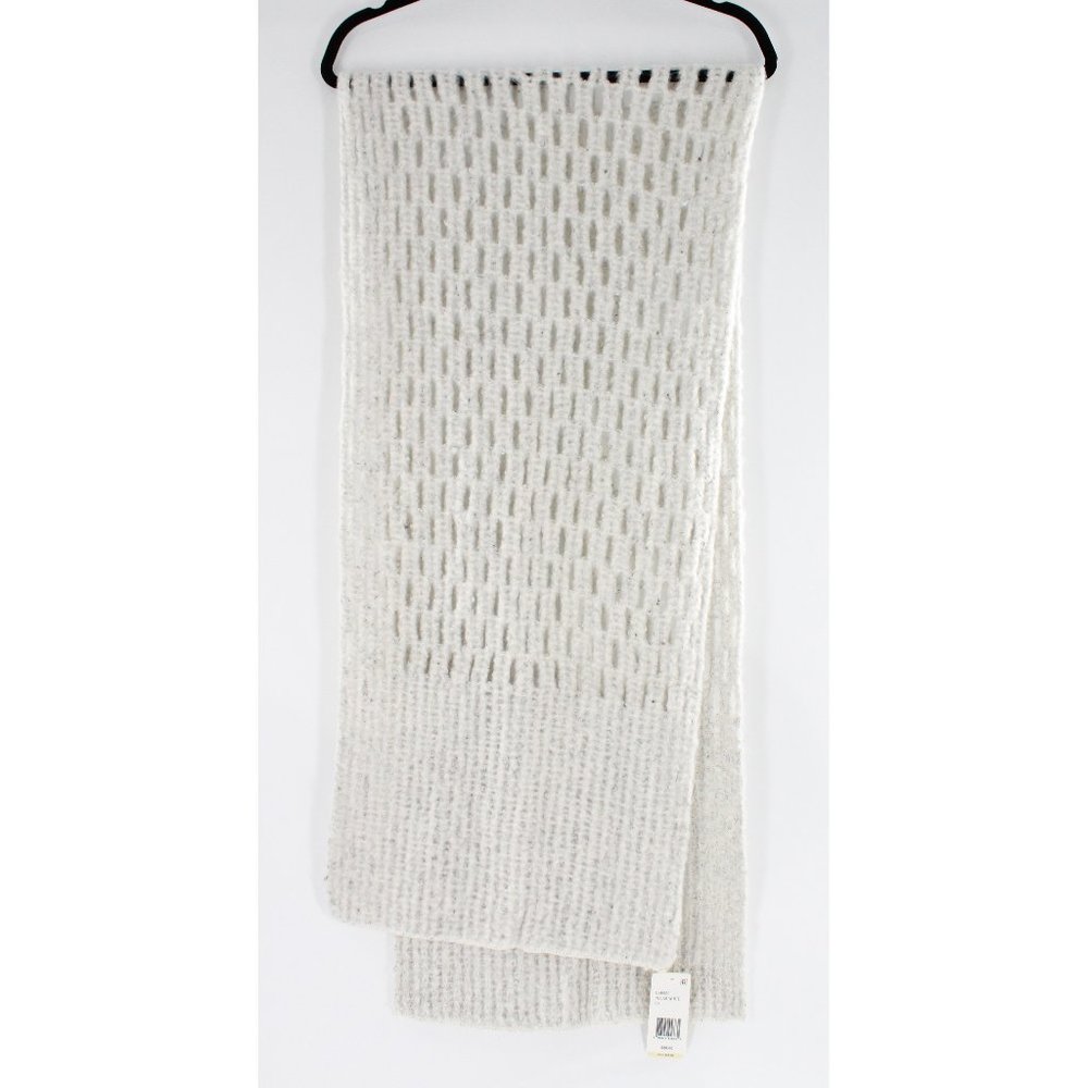 Collection XIIX Polar White Crochet Knit Honeycomb Stitch Muffler Scarf $38 Tags